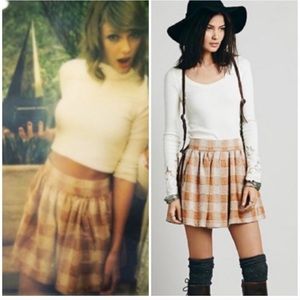 NWOT Free People Plaid Skirt ASO Taylor Swift, XS